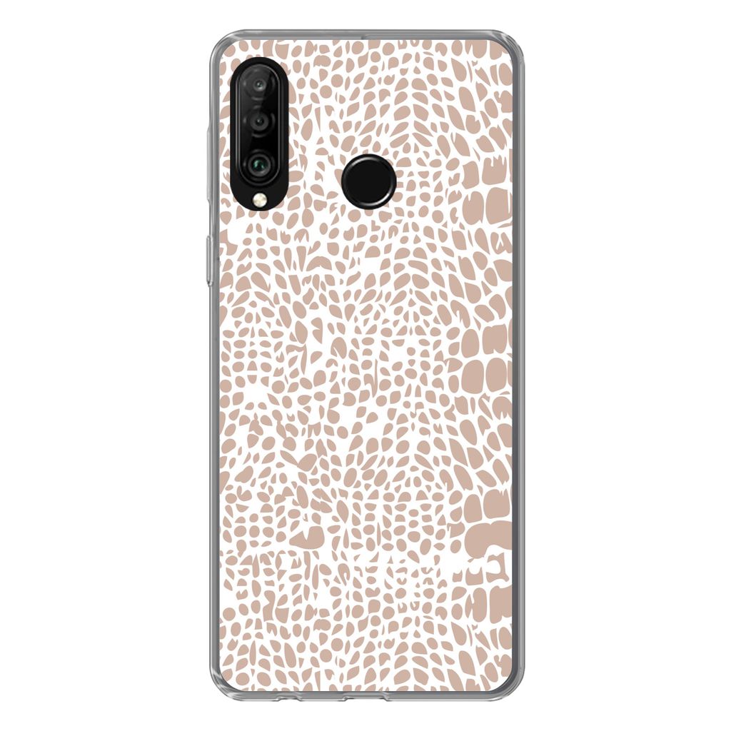 MuchoWow Handyhülle Schutzhülle Hülle für Huawei P30 Lite Tiermuster - Rosa - Schlange Silikon Softcase Handy Hülle - Handyhülle