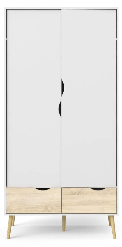 Armoire 2 portes et 2 tiroirs CALICOSY BILLUND blanc et chêne L98,7 cm