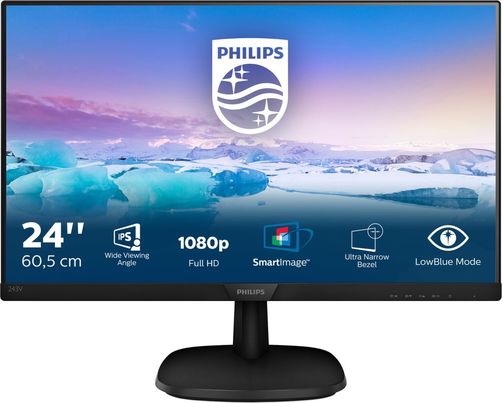 Philips V-line 243V7QDSB - monitor LED - 61 cm (24") (23,8" Obrázok produktu 