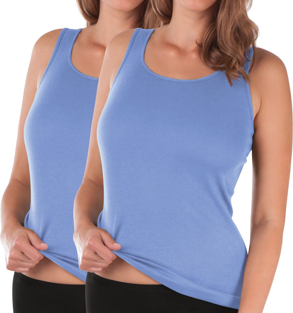 Celodoro Damen Unterhemd (2 Pack) Trägertop Feinripp - Carolina Blue 52-54