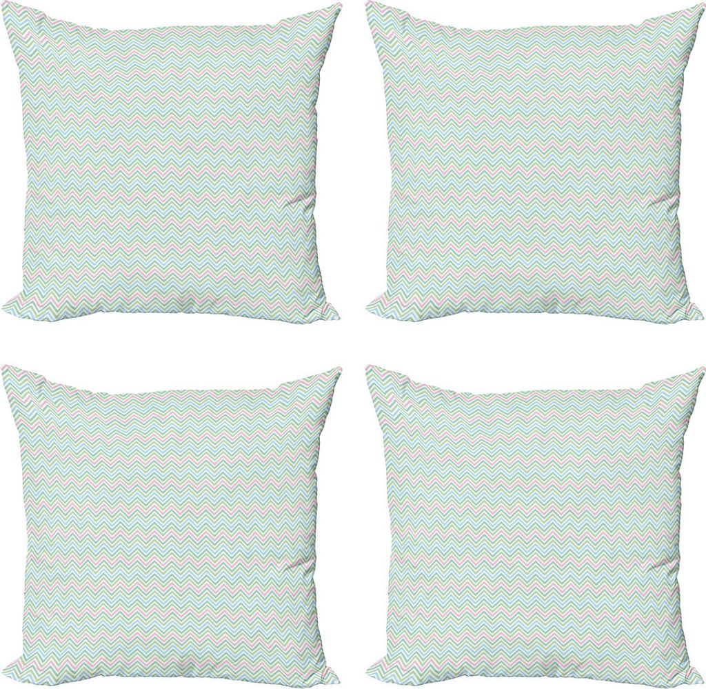 ABAKUHAUS Winkel Kissenbezug Set (4 Stück), Zigzags Pastelltöne, Moderner Doppelseitiger Digitaldruck, 45 cm x 45 cm, Mehrfarbig