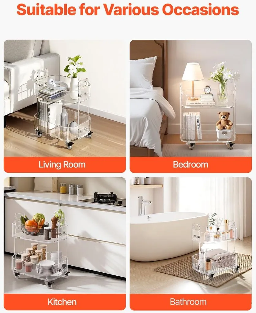 Petite table d'appoint de chambre en acrylique - Bureau mobile discret