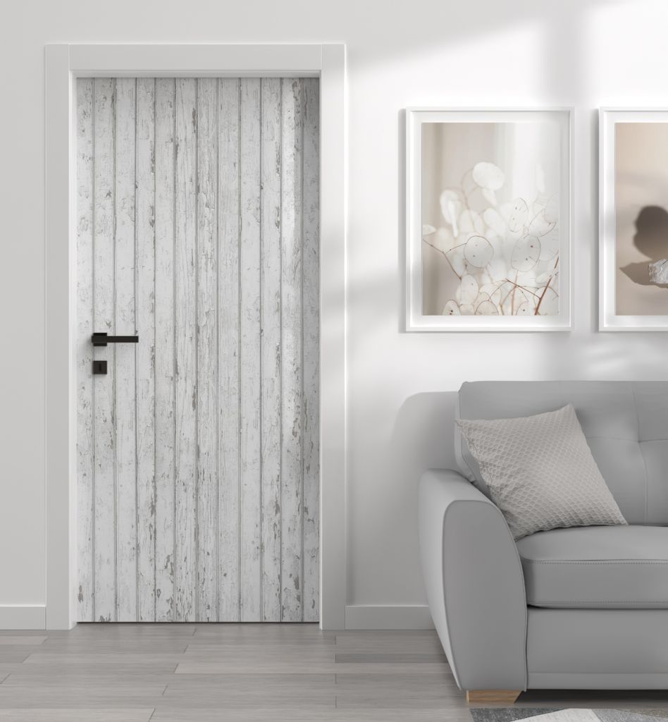 Türtapete Türposter Türfolie selbstklebend Holzwand weiß Türaufkleber