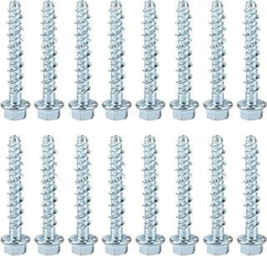 30 Stück Betonschrauben M6 x 50mm, Betonschraube Sechskantkopf Schrauben Set, Betonschrauben ohne Dübel verzinkt mit Scheibe, Schraubfür Industr...