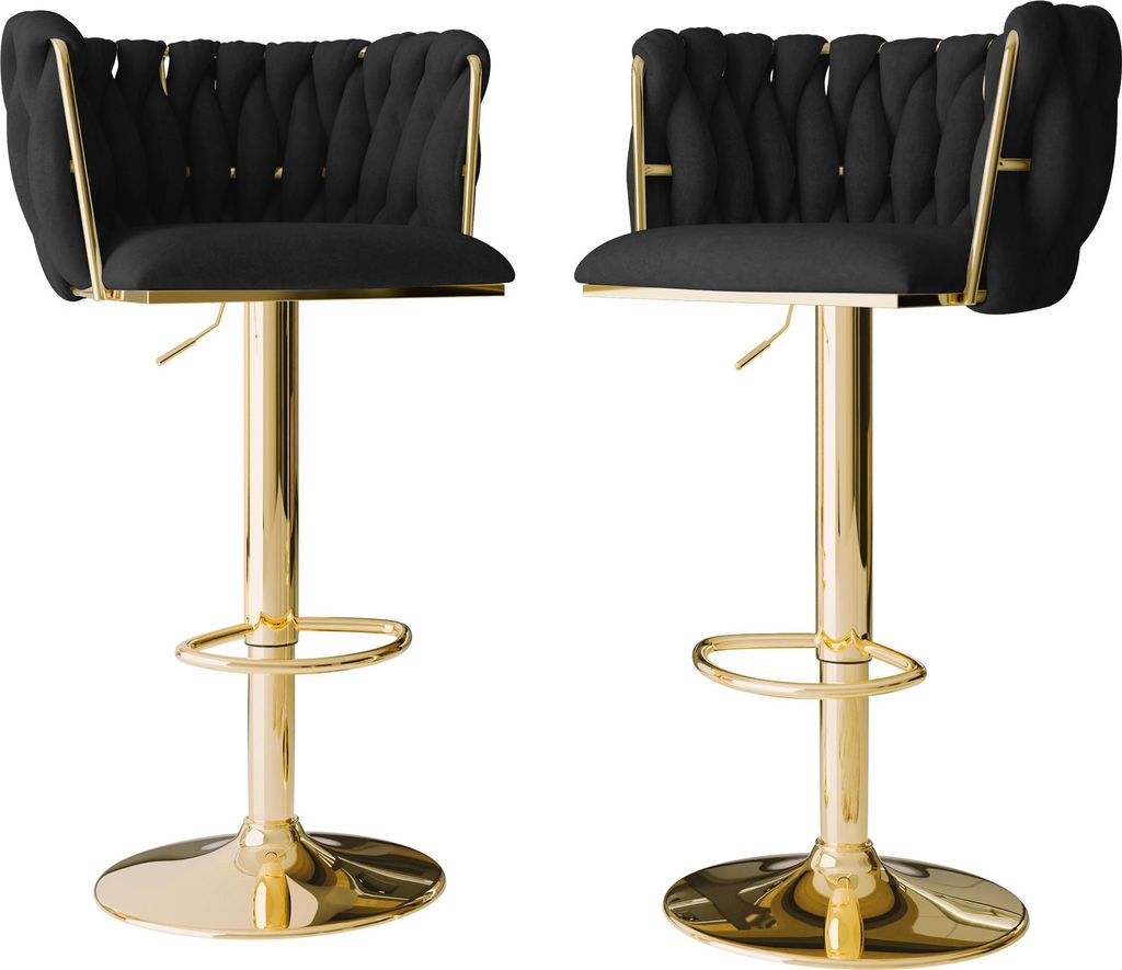 MIRJAN24 Barhocker Muz BS-1142/GL (2er-Set), Wohnzimmer Sitzhocker-Set, Regulierbare Sitzhöhe (Farbe: 77-Schwarz)