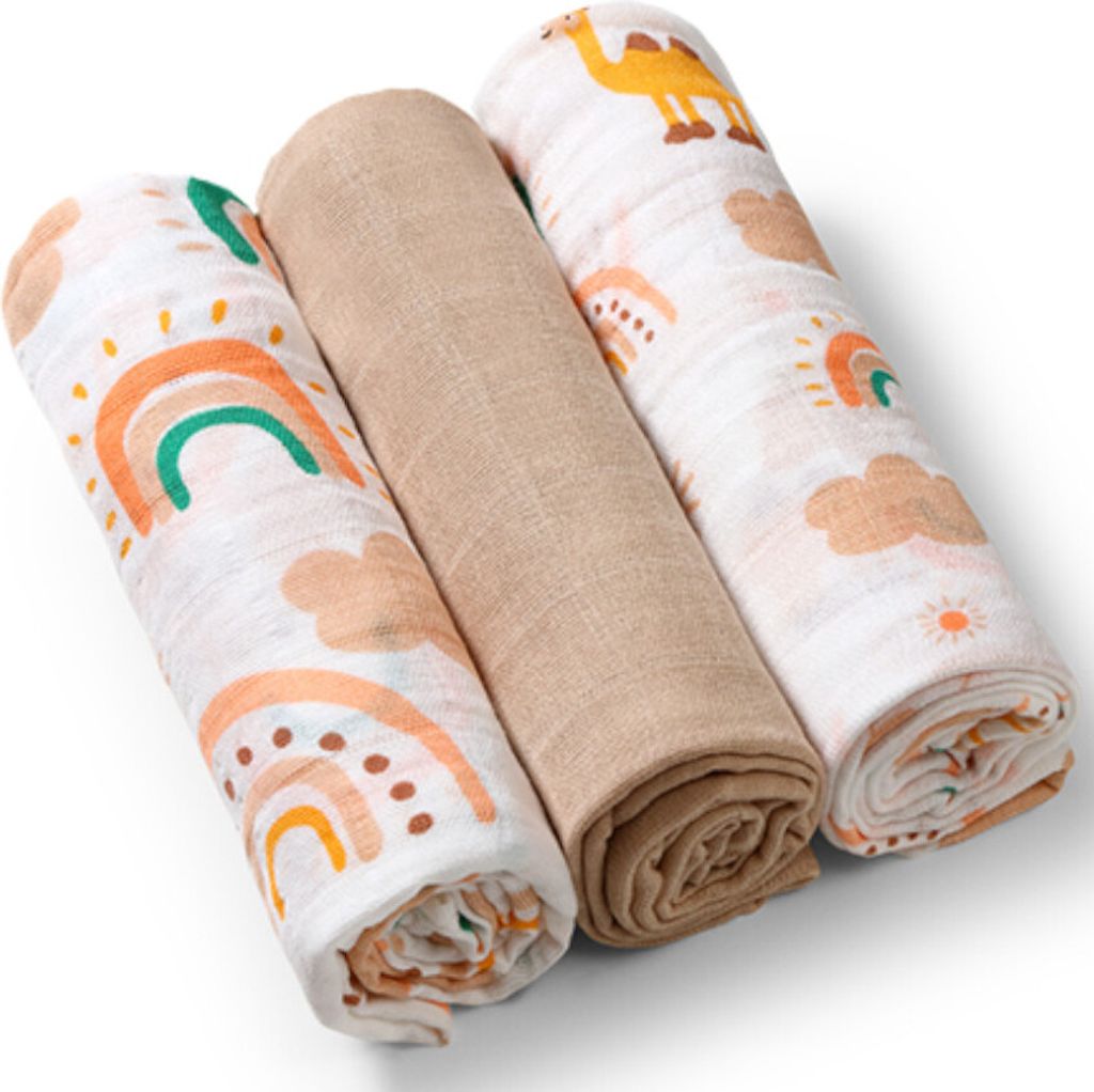 Mullwindeln superweich 3 Stück. Beige / Babyono Produktbild 