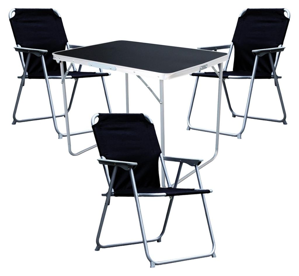 4-tlg. Camping Set Gartenmöbel Campingtisch 3 x Klappstuhl Produktbild 