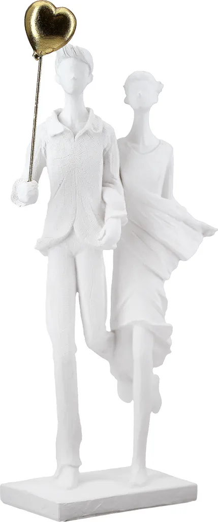 Statue Décorative Couple Romantique Ballon Blanc Gilde 31cm - Set de 2