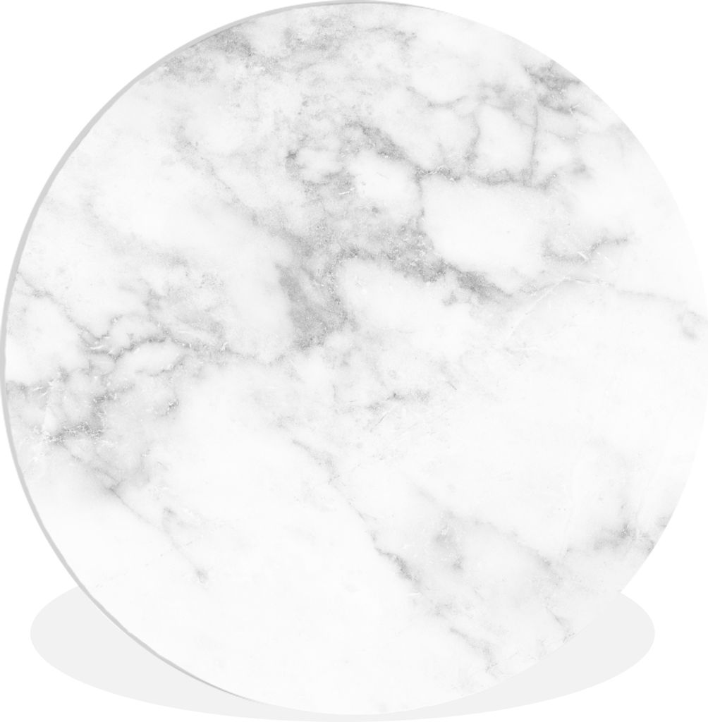 MuchoWow Rundes Wandbild - Runde Bilder Marmor - Weiß - Grau - Luxus - Marmoroptik - Stein Ø 60 cm Kreis Wanddekoration Kunststoff - Wandkreis ...