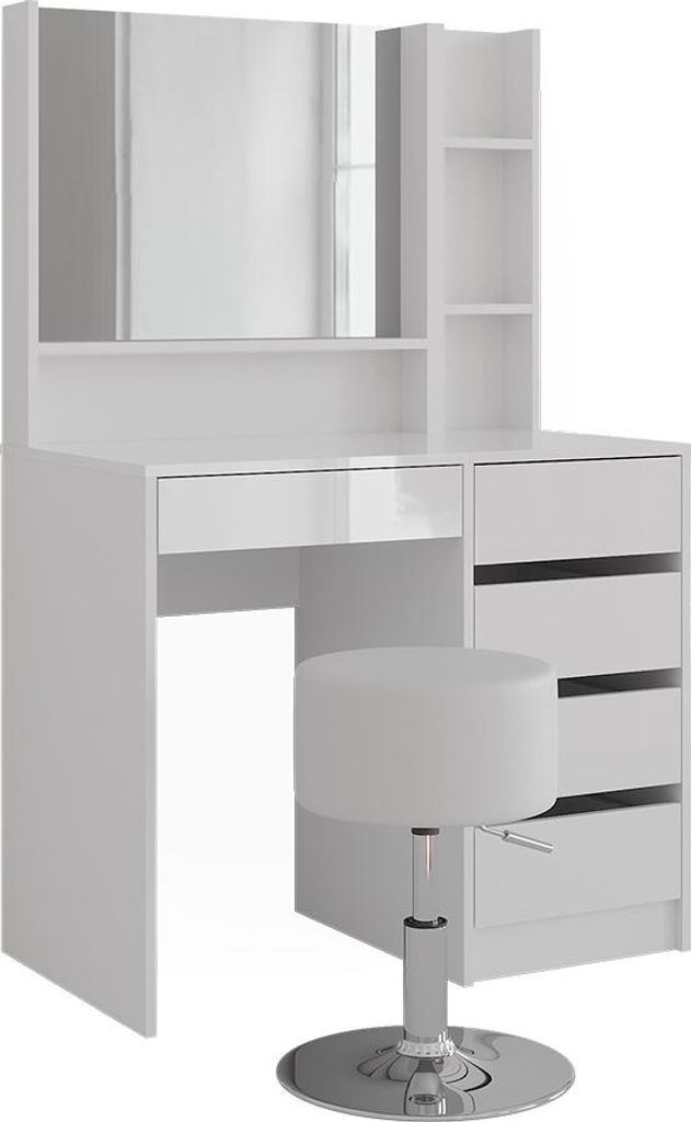 Schminktisch Vicco Sherry Weiß/Weiß Hochglanz 89.8 cm 4 Teile, Model 57700