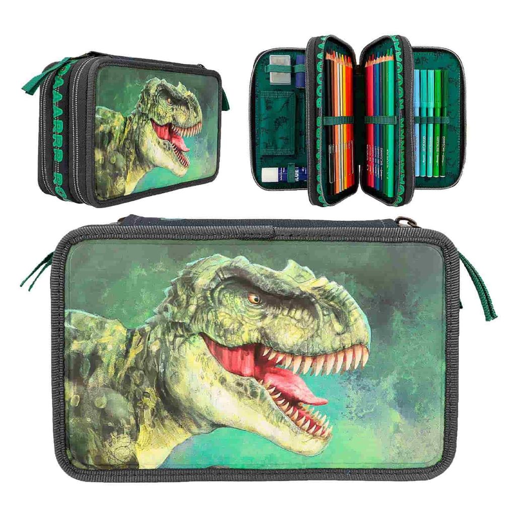 Dino World Astuccio a 3 scomparti per matite Immagine del prodotto 
