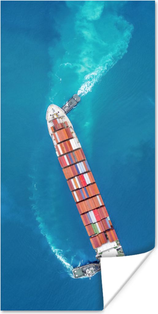 MuchoWow Poster Schiff - Container - Wasser - Meer 80x160 cm - Kinderzimmer