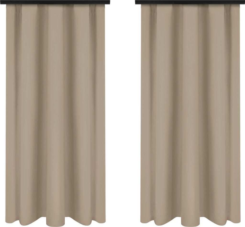 Vorhänge mit Kräuselband 140x230 cm 2 Stücke Beige Fertige Blickdichte Gardinen