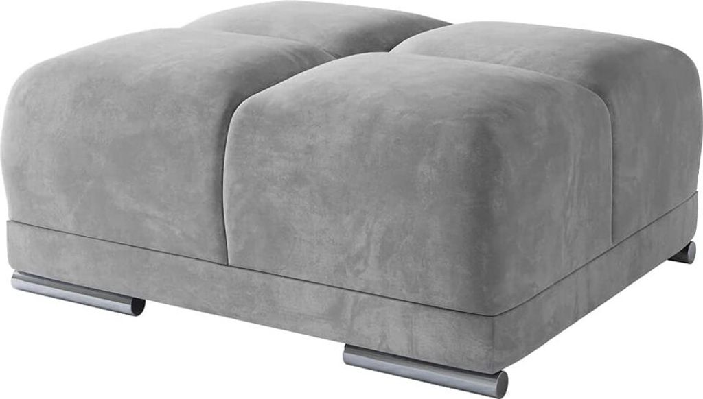 Polsterhocker, Mini Pouf B:91 cm x H:42 cm L:98 cm, Fußhocker, Sitzhocker, Sitzpouf, Puff Hocker Farbe: Hellgrau
