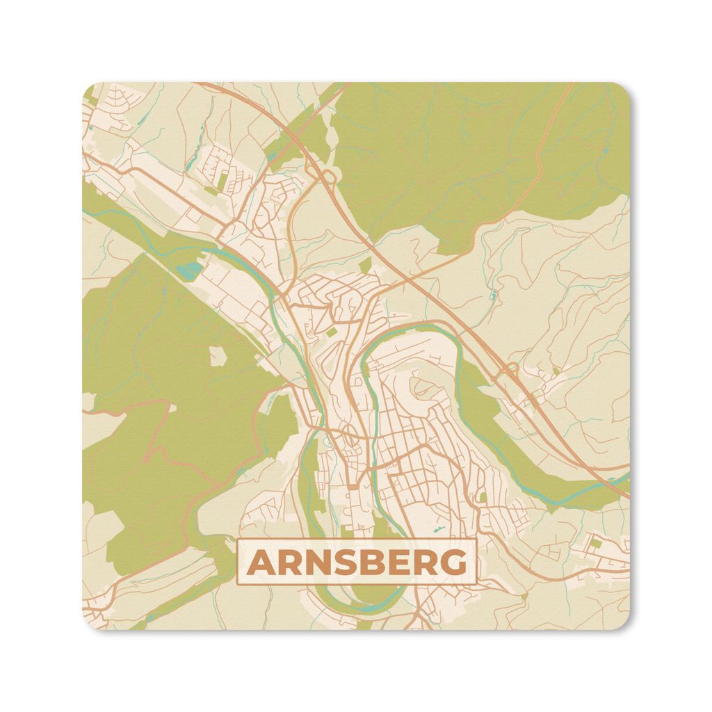 MuchoWow Mauspad Mousepad Karte - Arnsberg - Karte - Vintage - Stadtplan 20x20 cm - Mousepads - Maus Mat - Pad - Mausunterlage - Desk Mat - Burea...