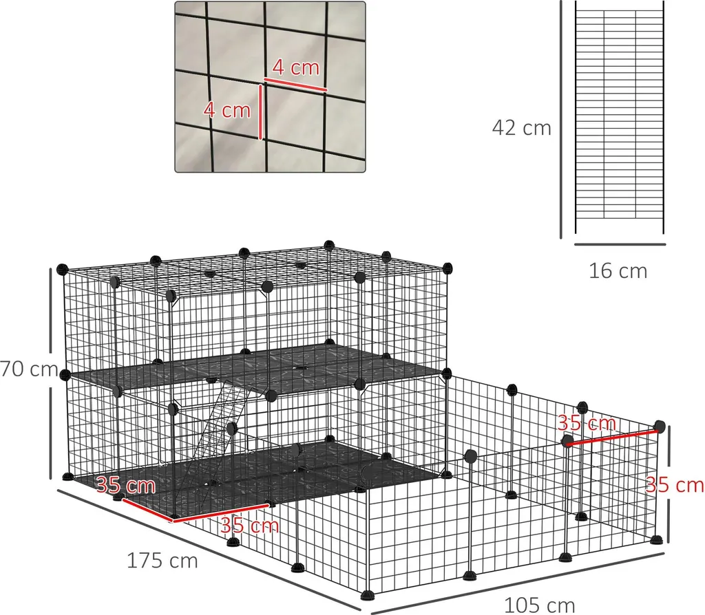 Cage Parc Modulable pour Lapins et Rongeurs - Structure Acier Robuste