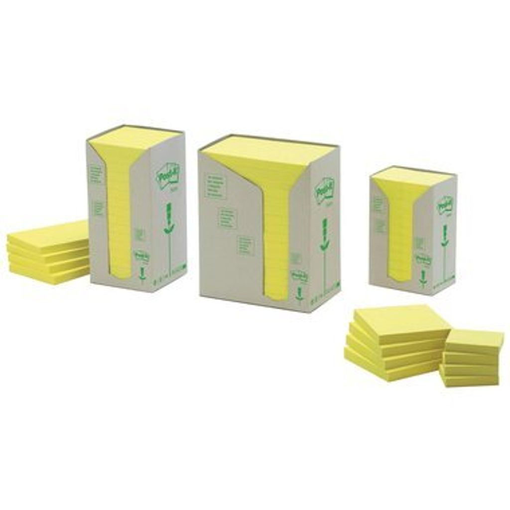 Post-it Haftnotizen Recycling 76 x 76 mm gelb 16 Blöcke á 100 Blatt