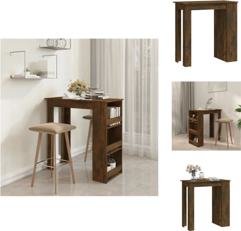 vidaXL Tavolo da bar con ripiano in rovere fumé 102x50x103,5cm materiale a base di legno - Tavoli da pranzo