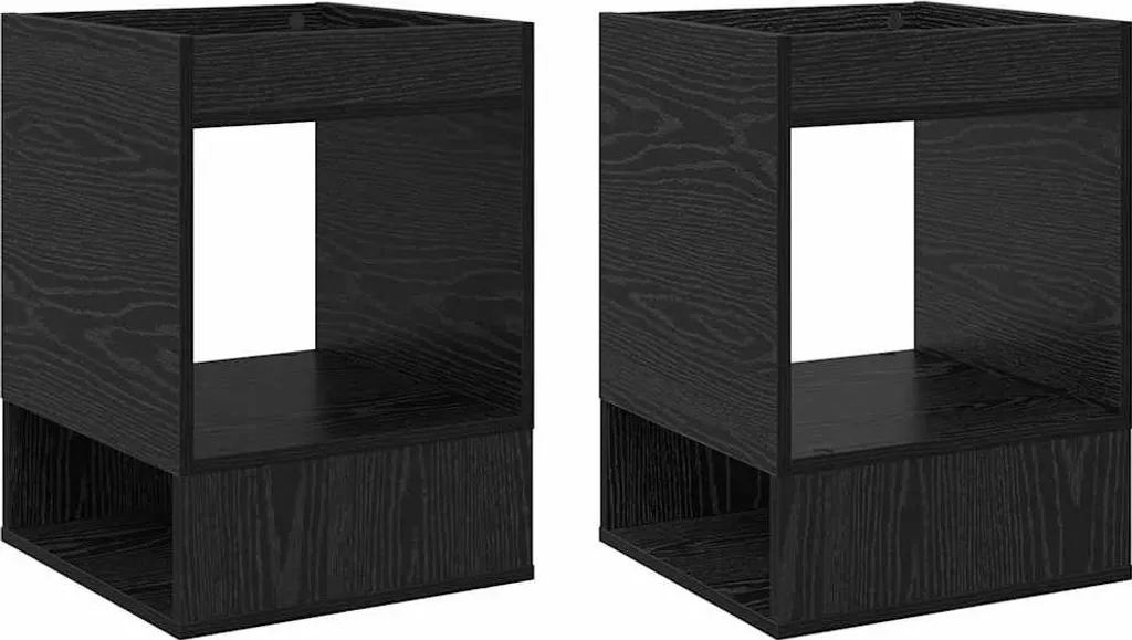 Set 2 Tavolini Rovere Nero 40x40x56 cm - Design Moderno Salotto