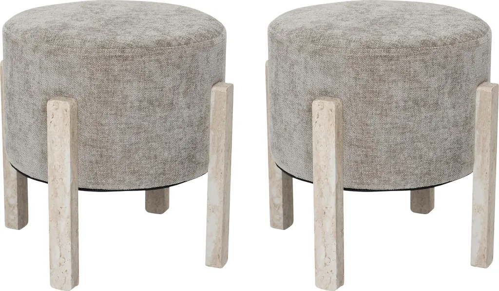 Tabouret Emilia Taupe - Lot de 2 assises stables pour petits espaces