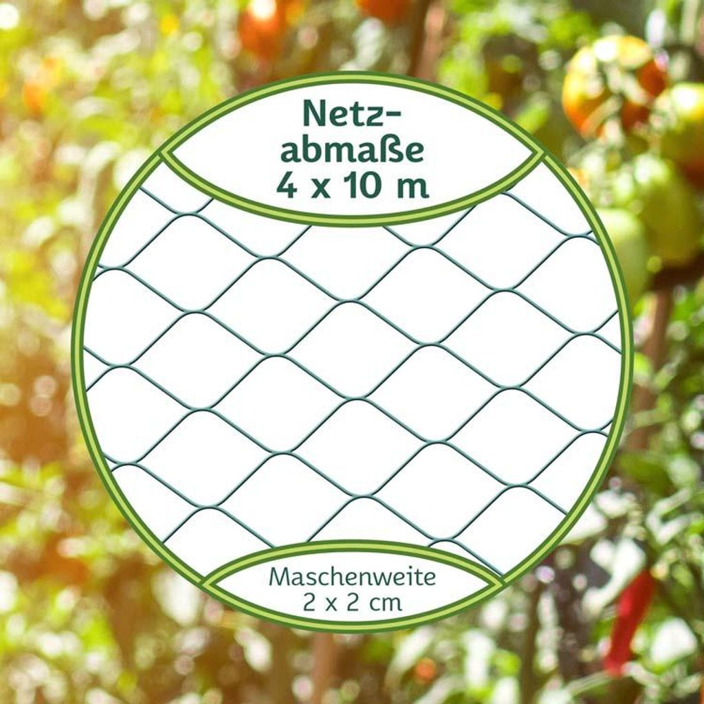 TTL GARDEN Vogelschutznetz 4x10m grün feinmaschig 20mm Laubnetz Gartennetz Obstbaumnetz robust