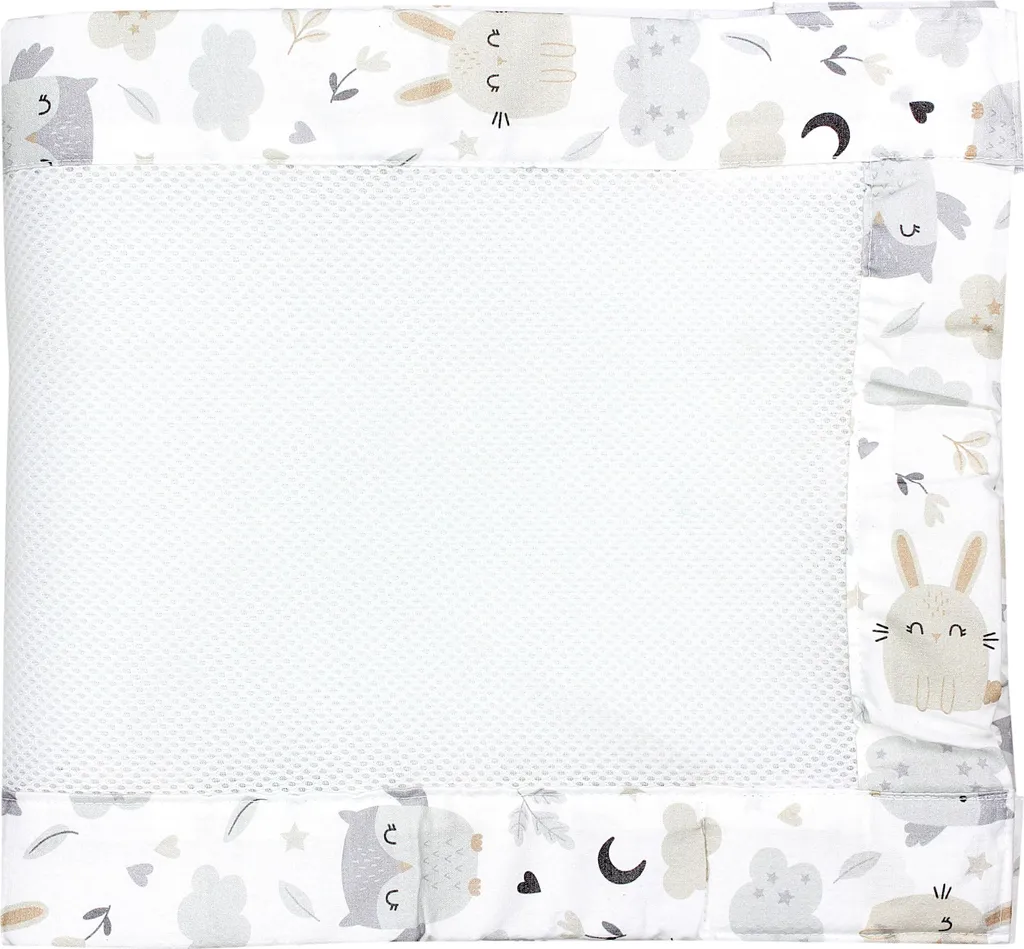 Tour de Lit Respirant en Filet pour Bébé 2 Pièces Motif Lapin Chouette