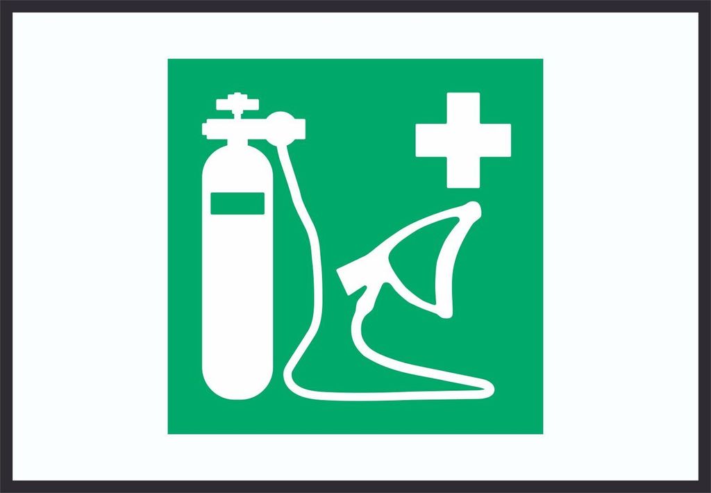 Sauerstoffgerät Symbol A6 Rückseite selbstklebend Schild