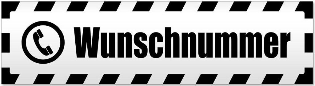 Kiwistar Wunschnummer gestreift Magnetschild Schild magnetisch - 45cm Schwarz - Magnetfolie für Auto PKW Kfz