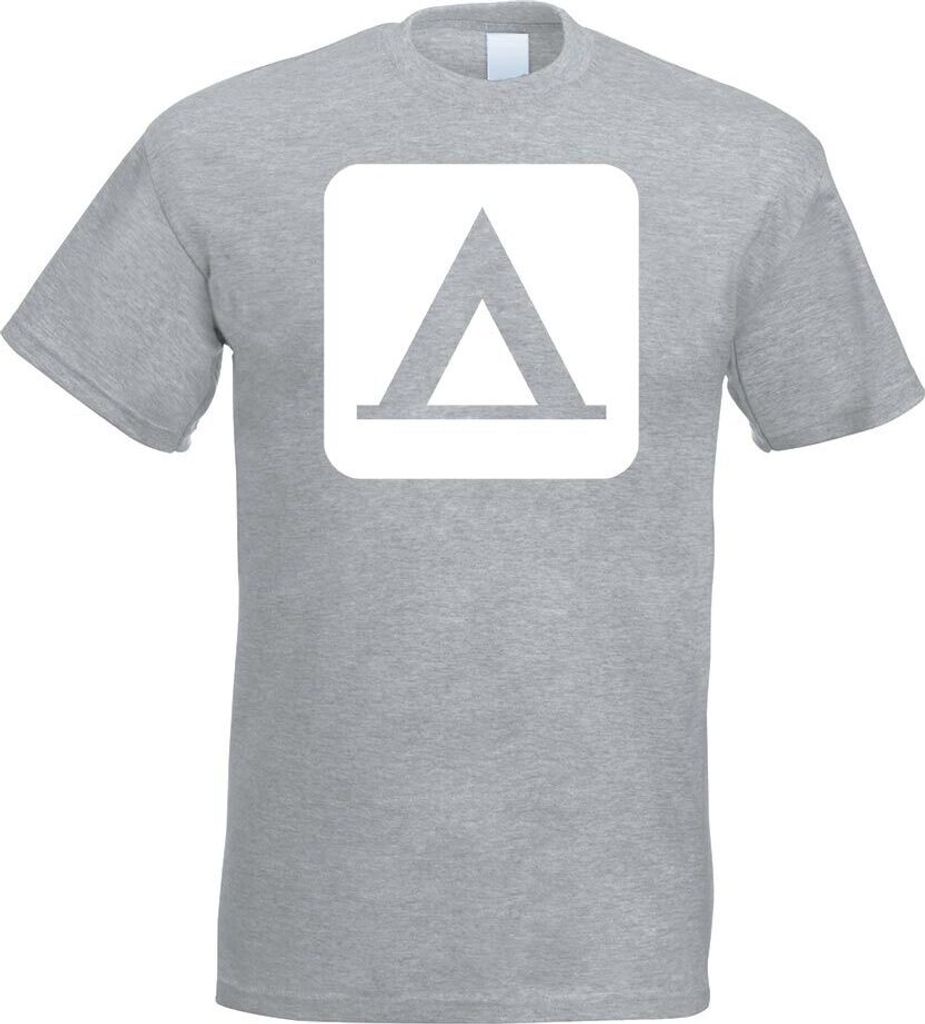 Kiwistar - T-Shirt - Graumeliert - Zelten Camping Piktogramme Herren Funshirt Bedruckt Design Sprüche Spruch Motive - mit Motiv Bedruckt - Funshir...