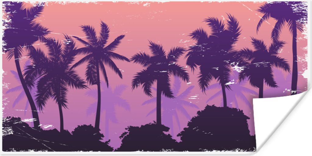 MuchoWow Poster Palmen - Nacht - Sommer 150x75 cm - ohne Rahmen