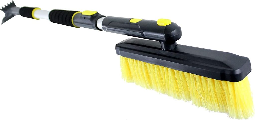 Pullach Hof Eiskratzer mit XXL Schneebesen Schaumstoffgriff Teleskopstange mit 4 verstellbaren Längen Besen abnehmbar