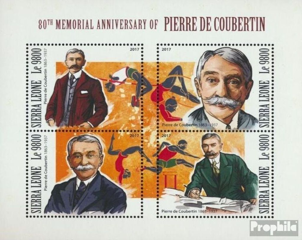 Briefmarken Sierra Leone 2017 Mi 9075-9078 Kleinbogen Produktbild 