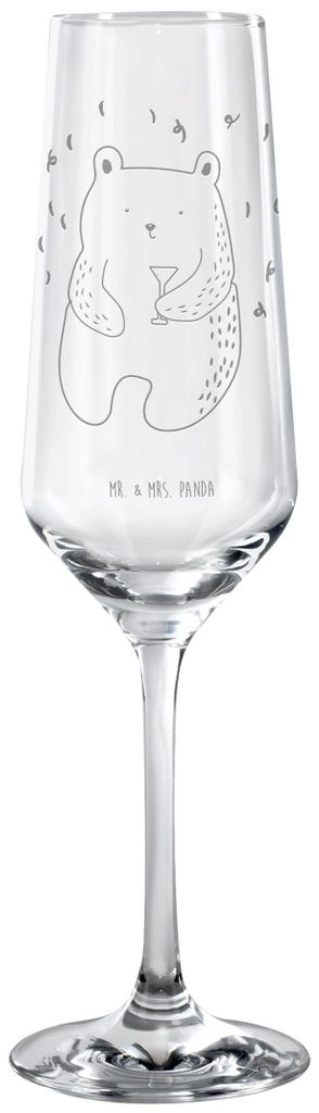 Mr. & Mrs. Panda Glas Bär Party - Transparent - Geschenk, Sektglas, Feiern, Geburtstagsgeschenk, Flute, Gute Laune, Sektkelch, graviert, Champagne...
