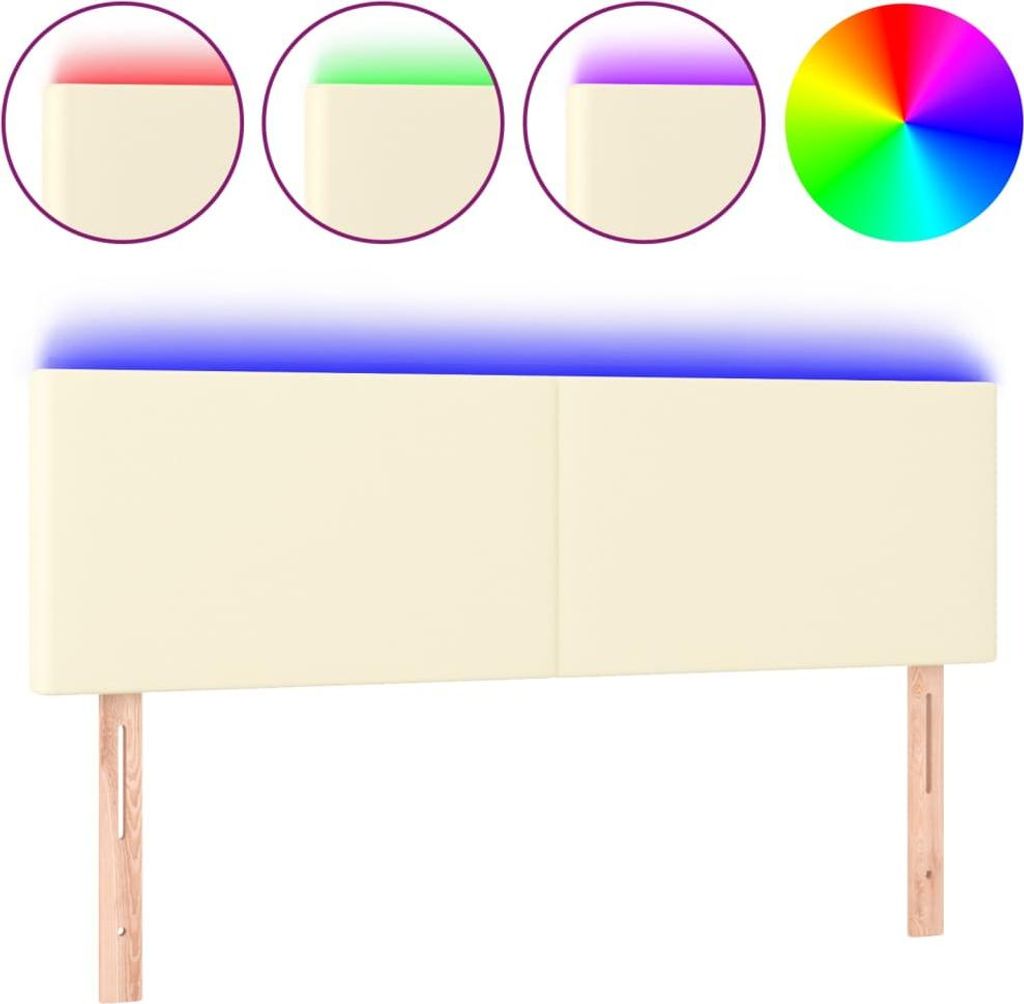 vidaXL LED Kopfteil Creme 144x5x78/88 cm Kunstleder