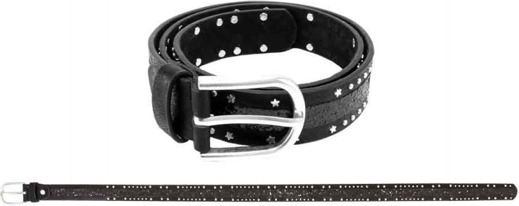 Gürtel Nieten+Glitzer schwarz 80 cm - bb-Klostermann 22214 - Kindergürtel -