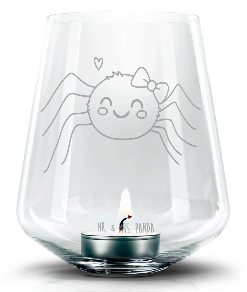 Mr. & Mrs. Panda Windlicht Glas Spinne Agathe Freude - Transparent - Geschenk, Viral, Trend, Kerzenhalter, Beliebte, Teelichthalter, Viraler Hit, G...