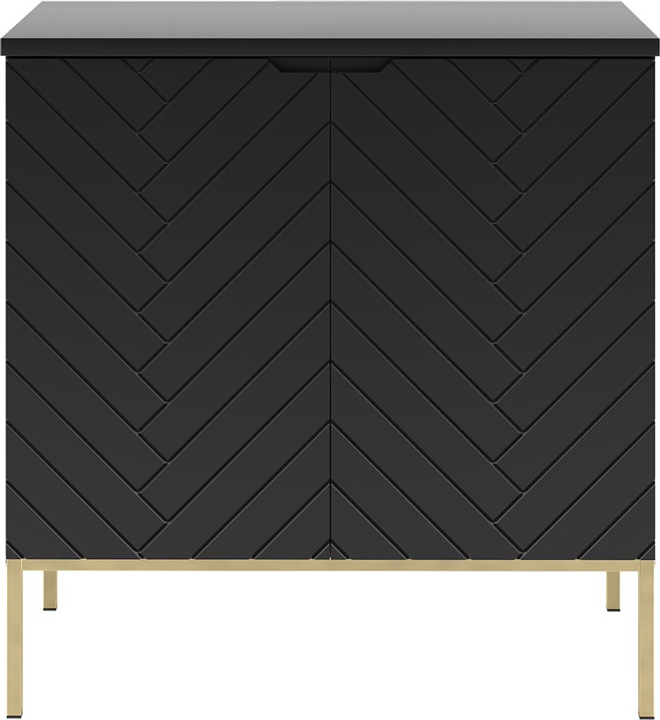 Waschbeckenunterschrank 80 cm breit in schwarz matt mit gefrästen Fronten ANGERA-140