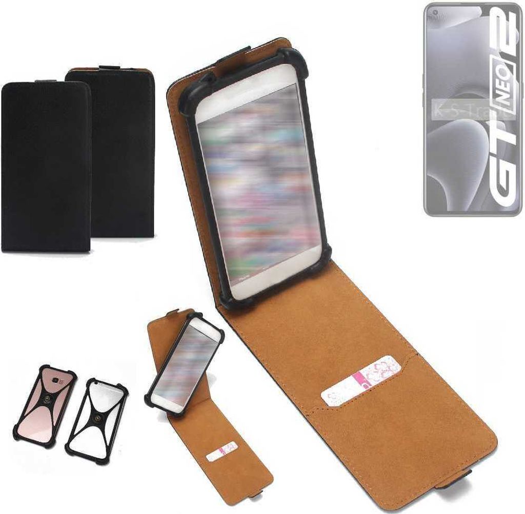 K-S-Trade Handyhülle Schutzhülle kompatibel mit Realme Gt Neo 2 Hülle Case Cover Flip Style Bumper schwarz 1x