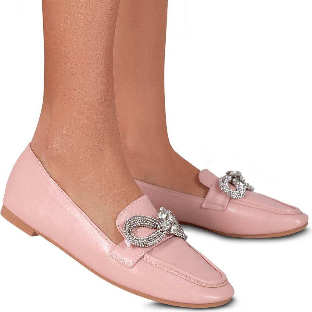 Damen Mokassin Slip On Halbschuhe Elegant Pastell Business Loafer Avelana Rosa Gr.39