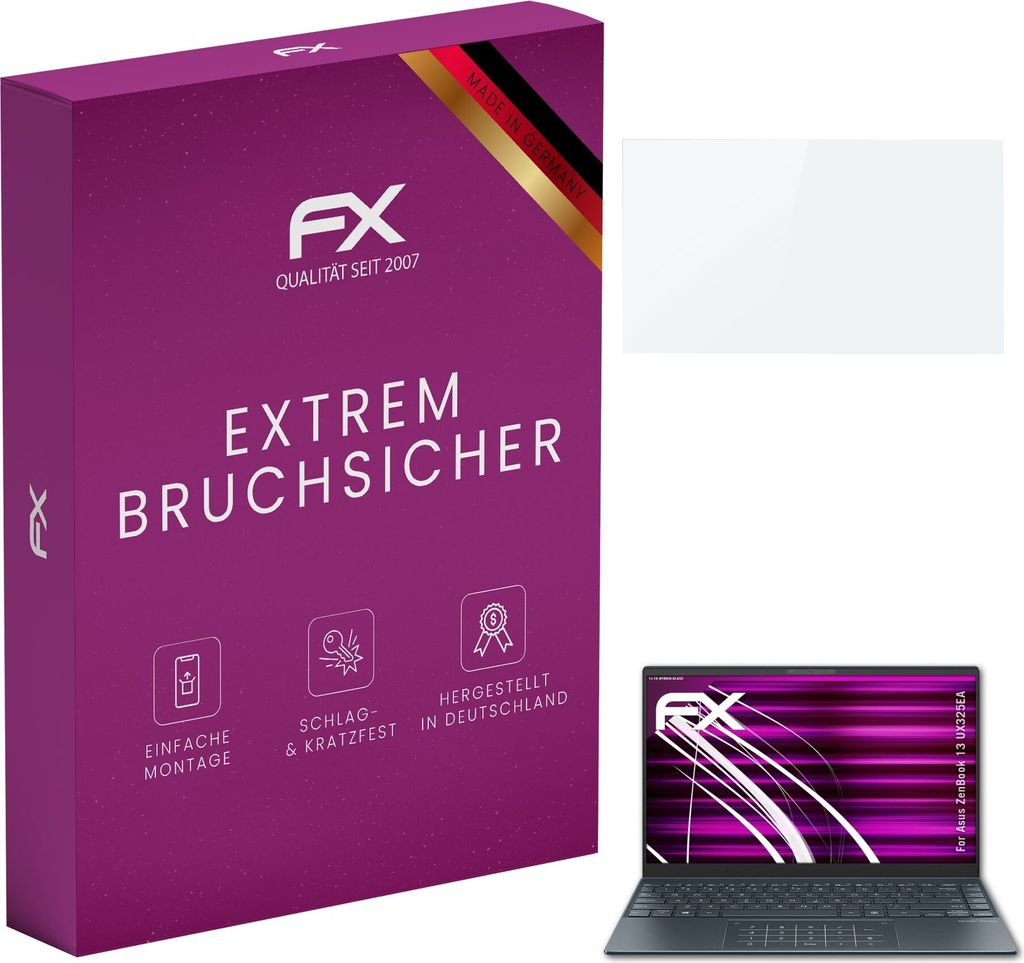 atFoliX FX-Hybrid-Glass Displayfolie kompatibel mit Asus ZenBook 13 (UX325EA) Glasfolie