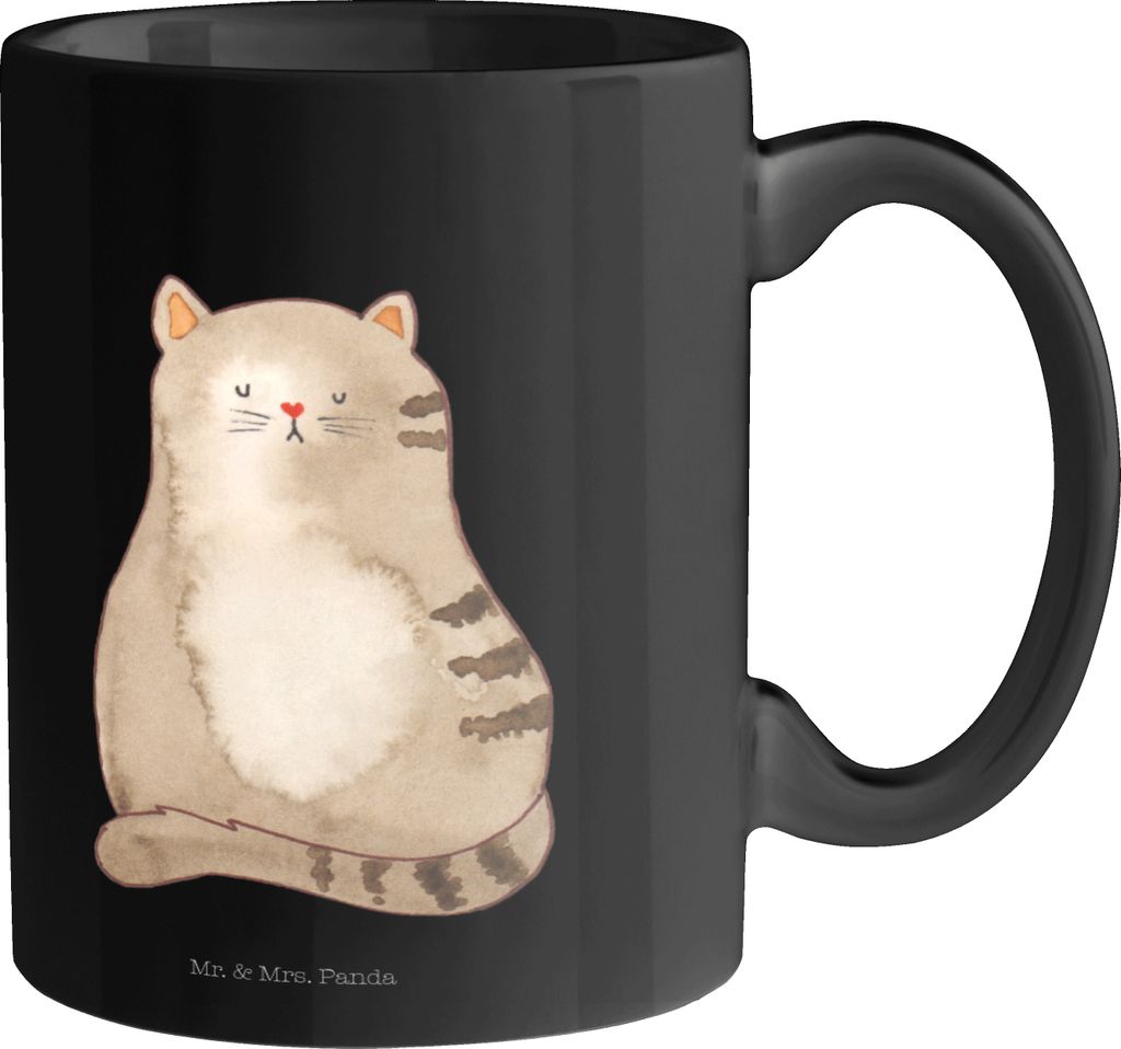 Mr. & Mrs. Panda Dekotasse Katze Sitzen - Schwarz - Geschenk, Cat, Becher, Katzenmotive, Kaffeetasse, Mittelpunkt, Tasse, Kaffeebecher, Kater, Bedr...