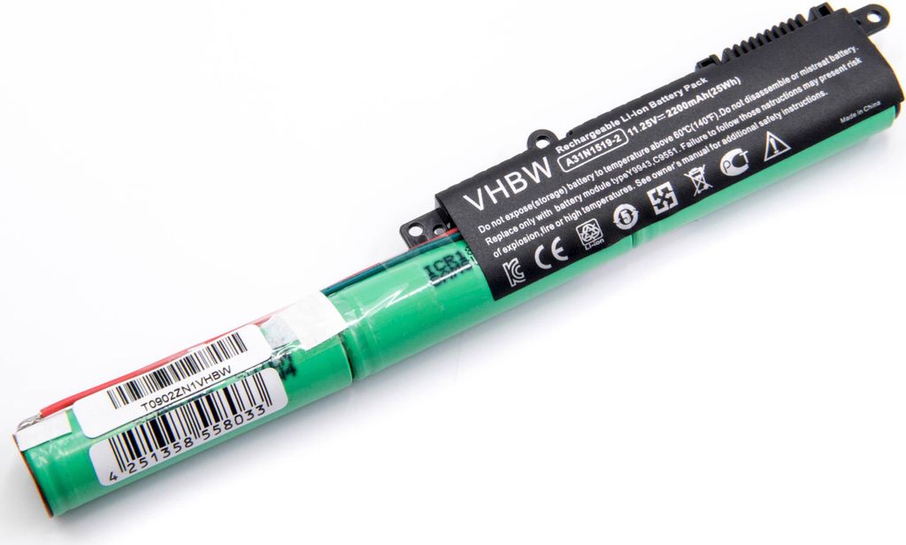 vhbw Akku kompatibel mit Asus VivoBook X540SA-3G, X540SA-DM290, X540SA-3H, X540SA-XX012T, X540sa-DM668T Notebook (2200 mAh, 11,25 V, Li-Ion)