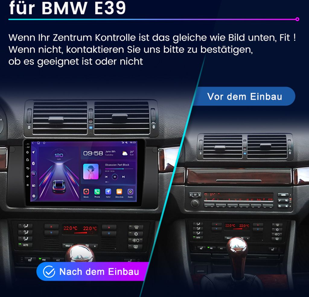 9 "Android13 Autorádio pre BMW E39 radu 5 GPS Navi BT WIFI Obrázok produktu 2