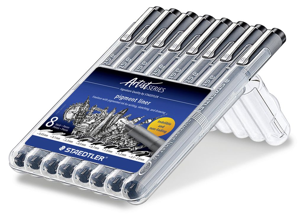 STAEDTLER® 308 SB8, rotulador de pigmentos negro, caja de 8 Imagen del producto 