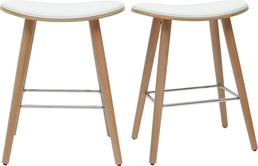 Miliboo - Barhocker helles Holz Polyurethanweiß 65 cm (2er-Set) MEADOW