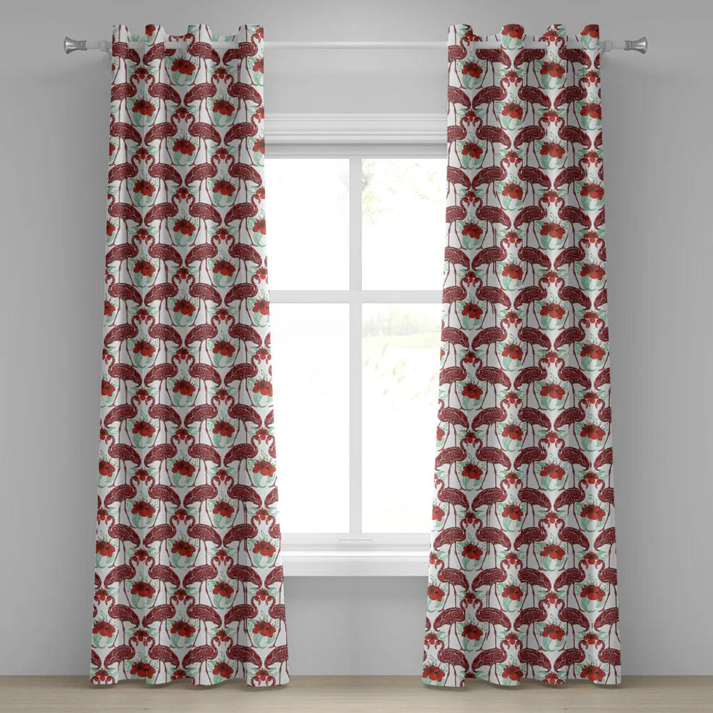 Rideau à œillets Flamingo ABAKUHAUS motifs oiseaux 280x175 cm Vert Océan