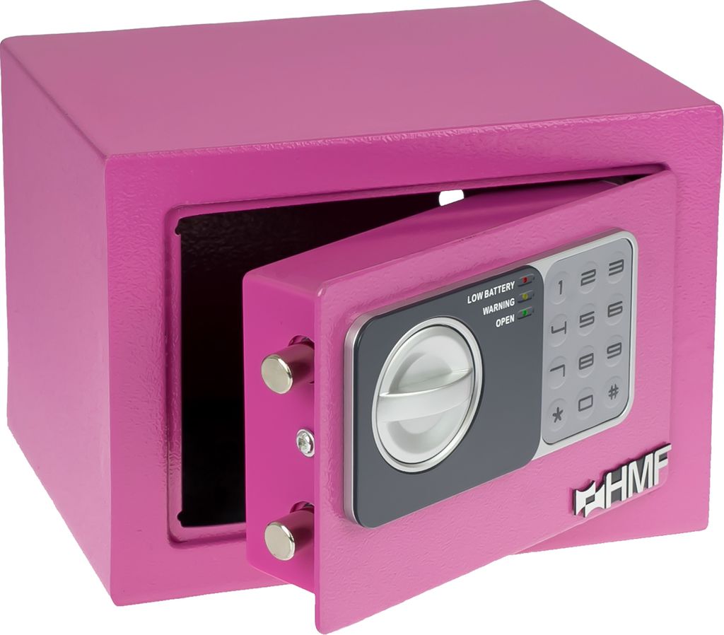 HMF 46126-15 Möbeltresor Elektronikschloss Safe Tresor klein mit Zahlenschloss, 23 x 17 x 17 cm, Pink