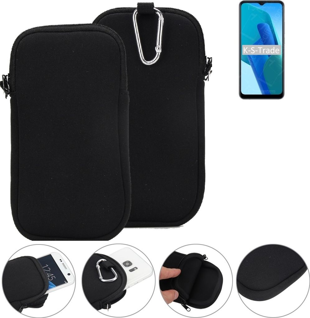K-S-Trade Neopren-Hülle Handyhülle kompatibel mit Oppo A16e Schutzhülle Neoprenhülle Sleeve Schutz-Hülle Gürtel Tasche Case Holster Handytasche