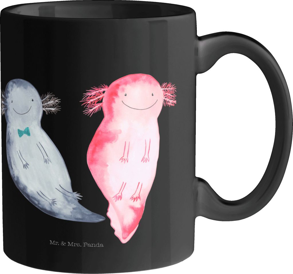 Mr. & Mrs. Panda Becher Axolotl Freundin - Schwarz - Geschenk, Liebe, Tasse, schöne, Bedruckte, Pott, Valentinstag, cappuccinotasse, Axolot