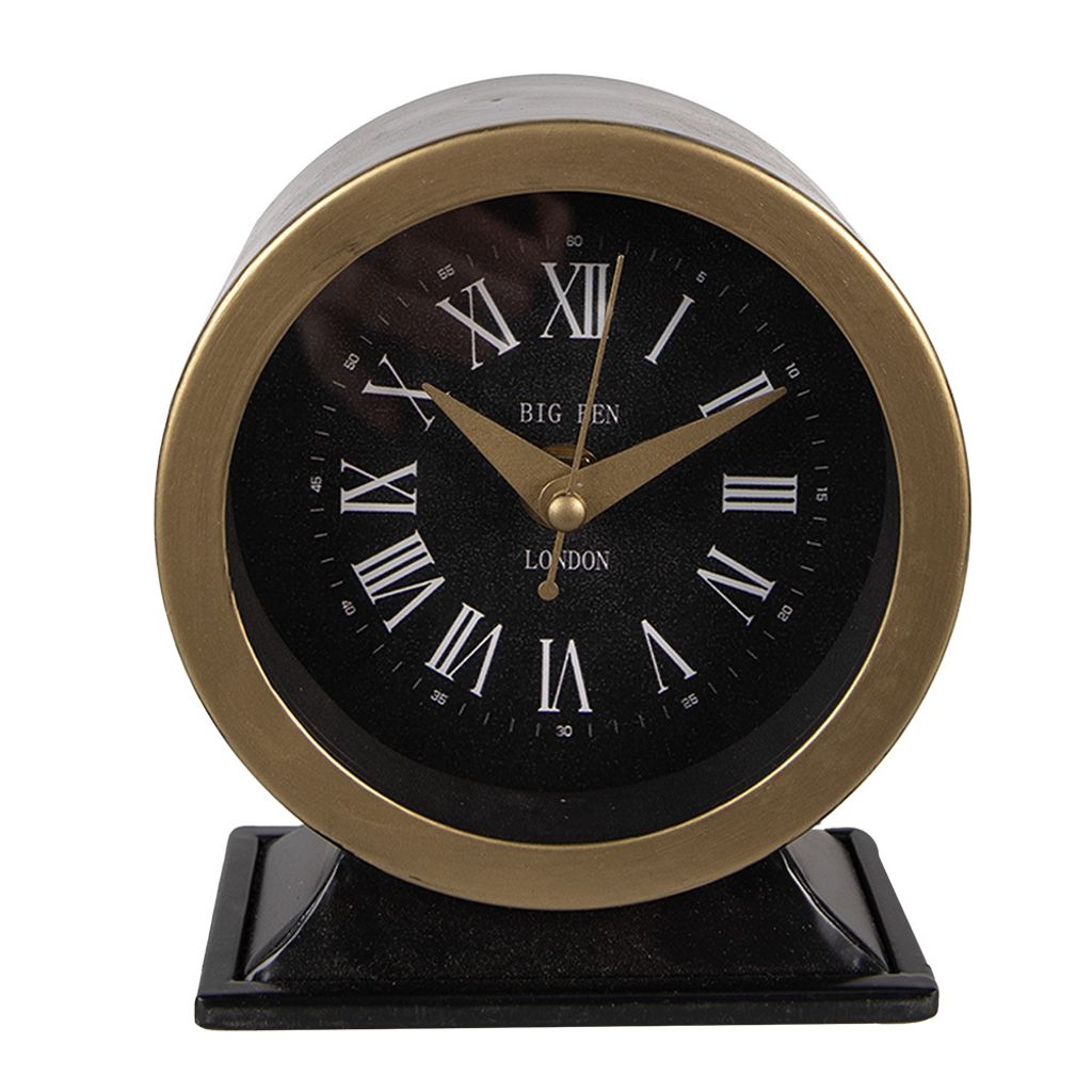 Clayre & Eef Tischuhr 14 cm Schwarz Eisen
